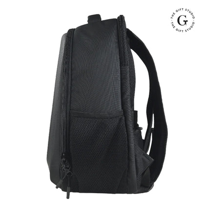 Black Molded backpack with Jack & Jones branding and TGS Logo