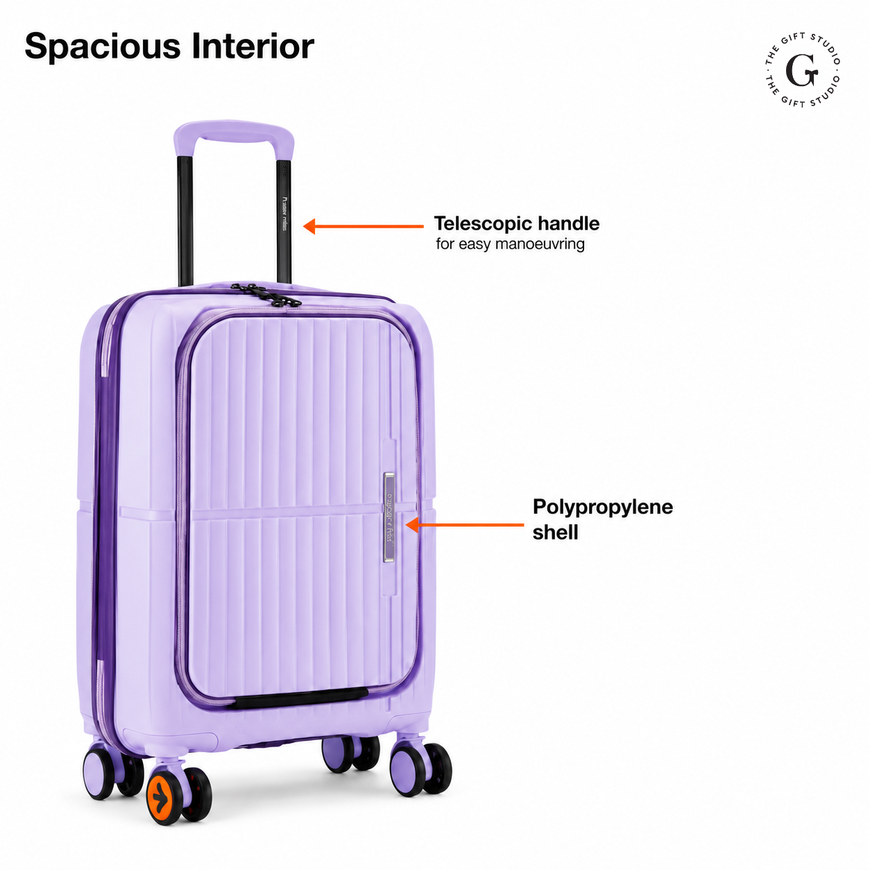 Nasher Miles branding cabin size suitcase with TGS logo