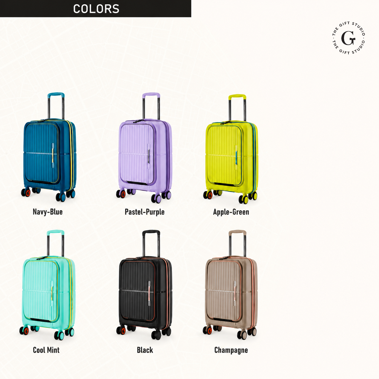 Nasher Miles branding cabin size suitcase with TGS logo