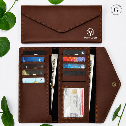 Women Carry Trifold Wallet with multiple compartments for cash and cards with TGS branding