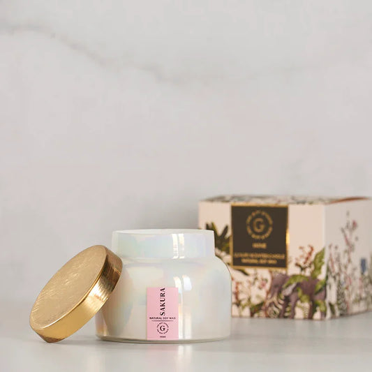 Aurora Perl GlassJar Scent Candle Sakura-The Gift Stduio