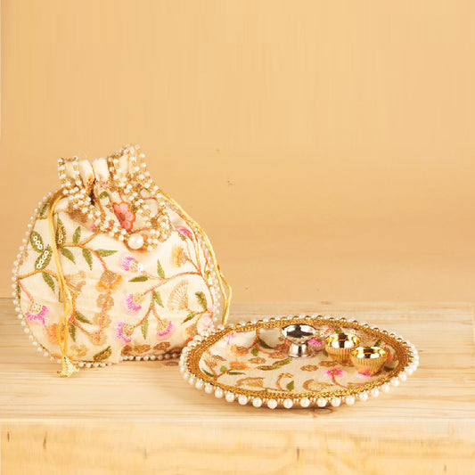 Brocade Floral Potli - The Gift Studio