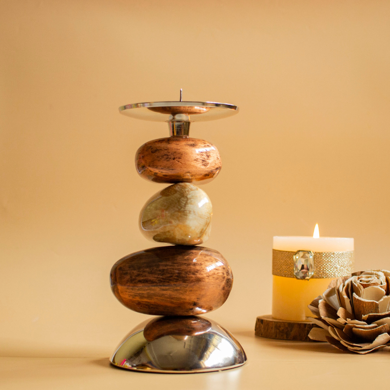 Brown Meenakari Candle Holder