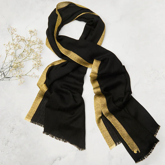 Cashmere Stole with Lurex Border