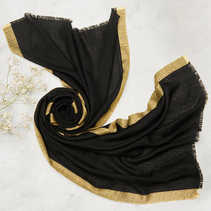 Cashmere Stole with Lurex Border