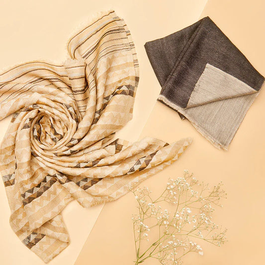 Cashmere Muffler & Lurex Stole Set