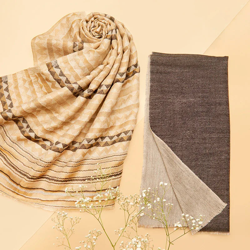 Cashmere Muffler & Lurex Stole Set