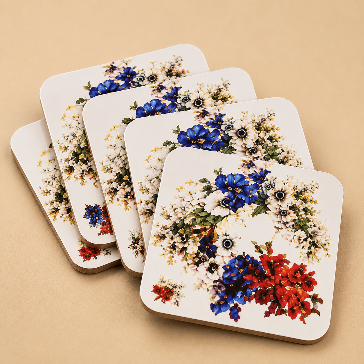 Faux leather Coasters with Anamika Khanna Print