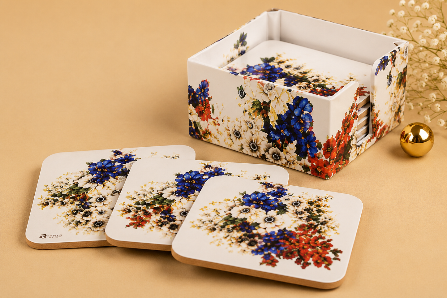 Faux leather Coasters with Anamika Khanna Print