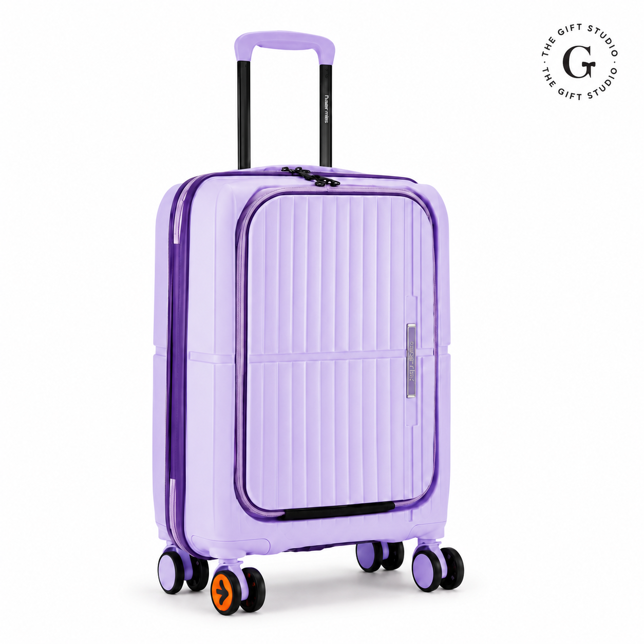 Nasher Miles branding cabin size suitcase with TGS logo