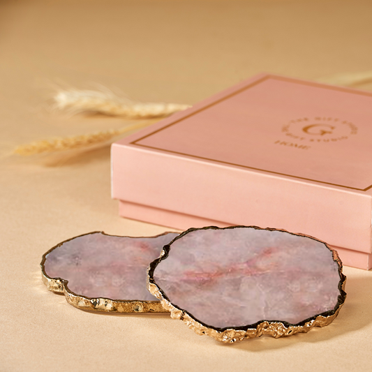 Coaster Peach Quartz set of 2