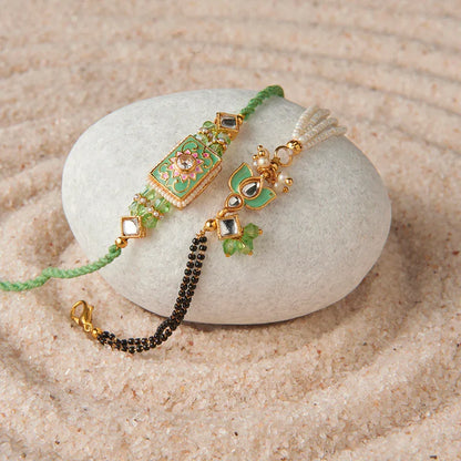 Divine Lotus Meenakari Bhaiya Bhabhi Rakhi_The Gift Studio