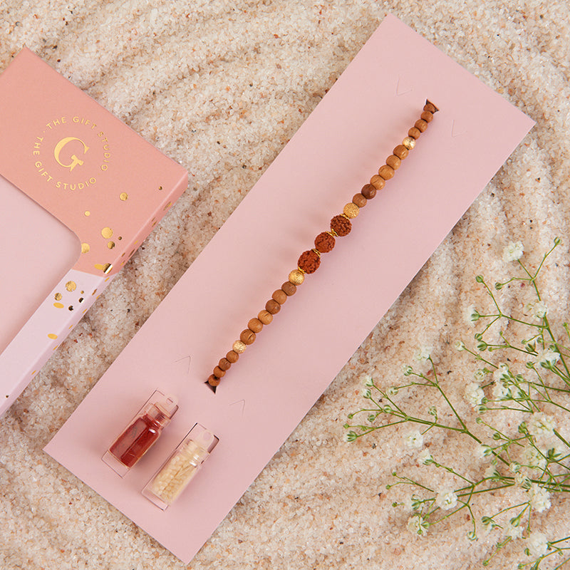 Divine Rudraksha Bracelet Rakhi_The Gift Studio