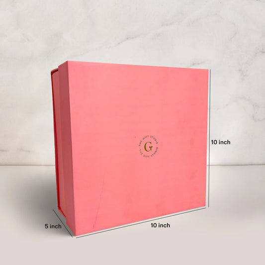 Small blush pink gift box, 10x10x5 inches, ideal for unique and personalized gifts