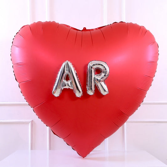 Giant Heart Balloon with Name Initials - The Gift Studio