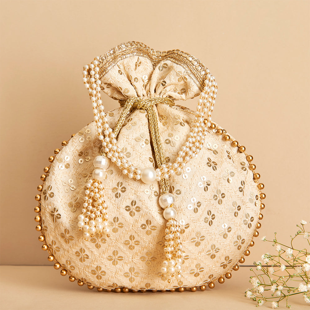 Gifting Potli Ivory Grace With Sequin