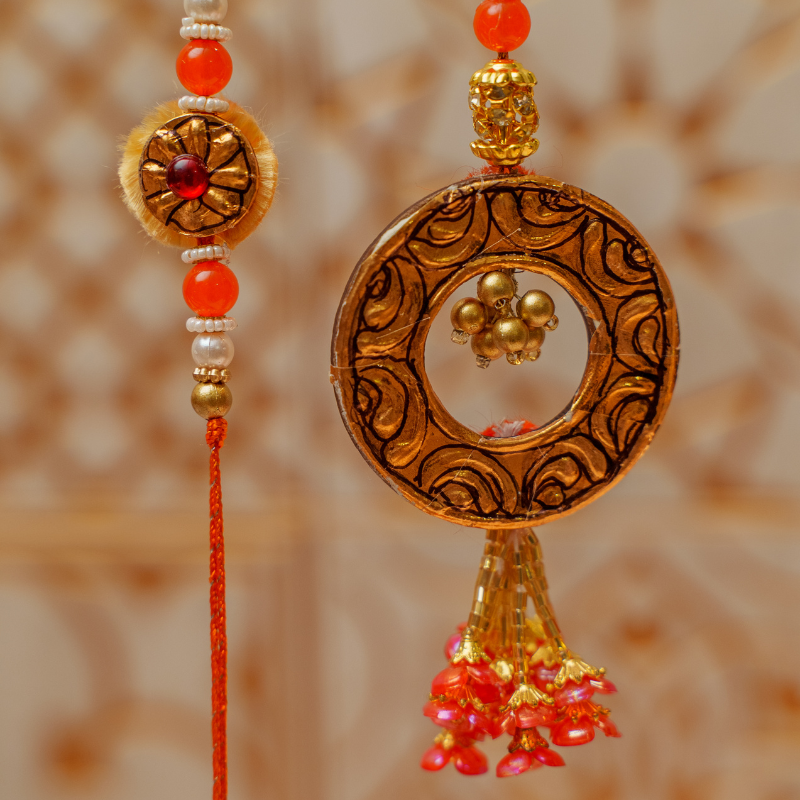 Golden Tanjore Rakhi Set