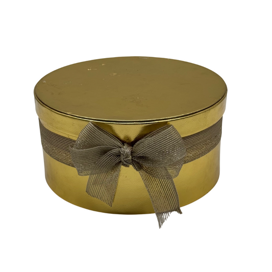 Gold PU Round Box With Bow