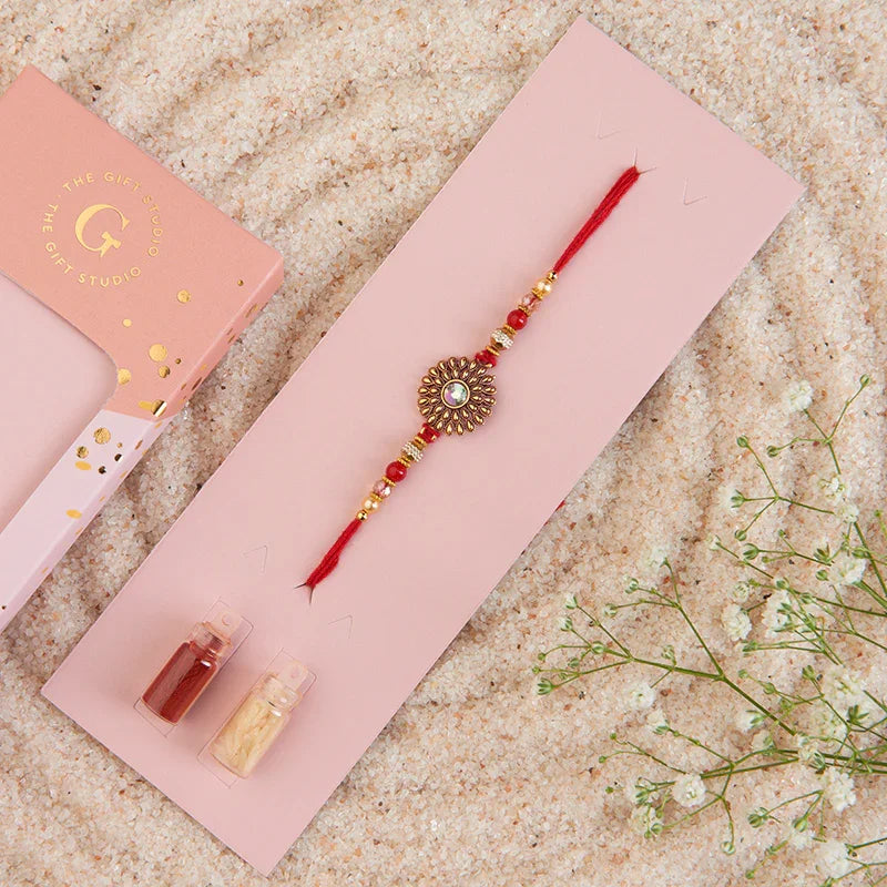 Golden Flower Rakhi_The Gift Studio