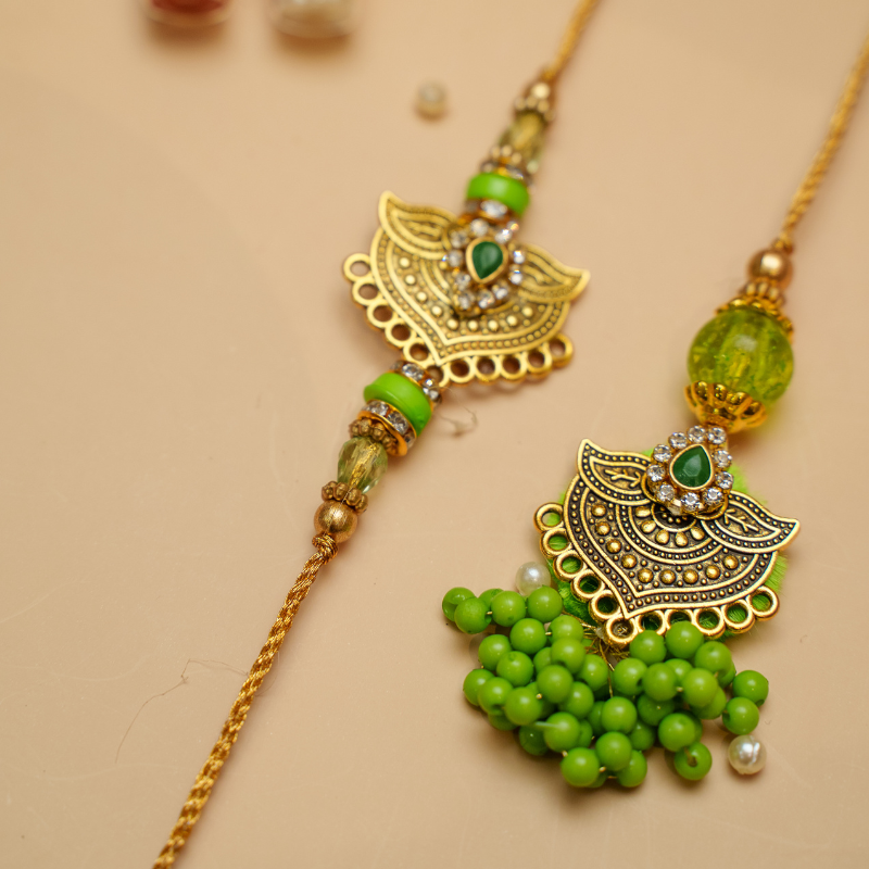 Green Charm Bhaiya Bhabhi Rakhi