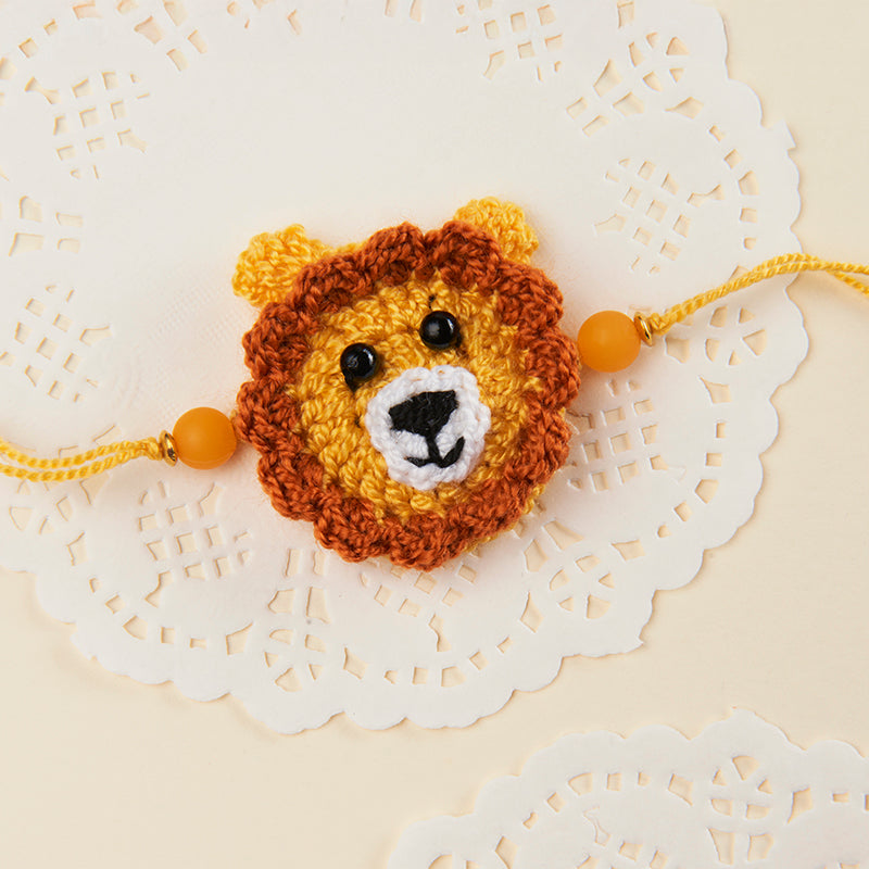 Handmade Crochet Cute Lion Rakhi for Kids