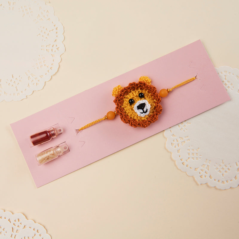 Handmade Crochet Cute Lion Rakhi for Kids
