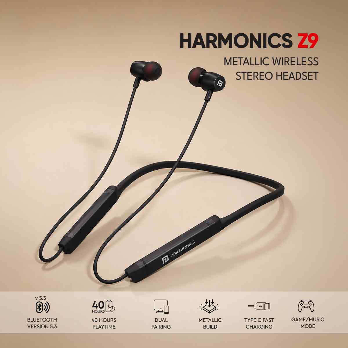 Harmonics Z9 metallic wireless stereo headset