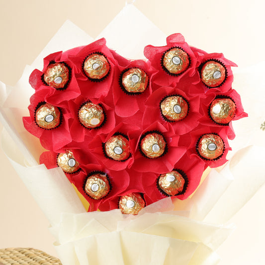 Heart Shaped Ferrero Rocher Chocolate Bouquet