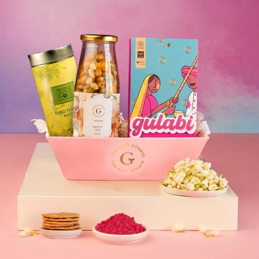 The Holi Fiesta items artfully displayed