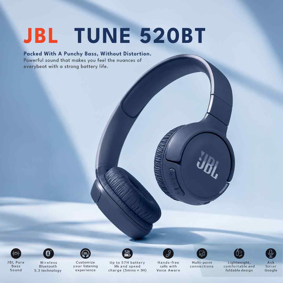 Blue JBL headphones