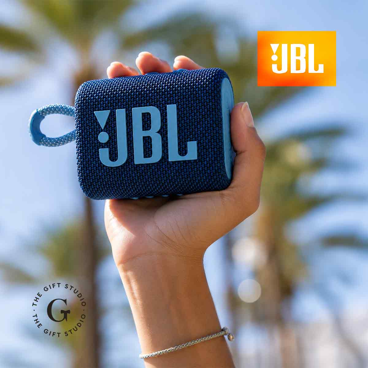 Blue JBL speaker
