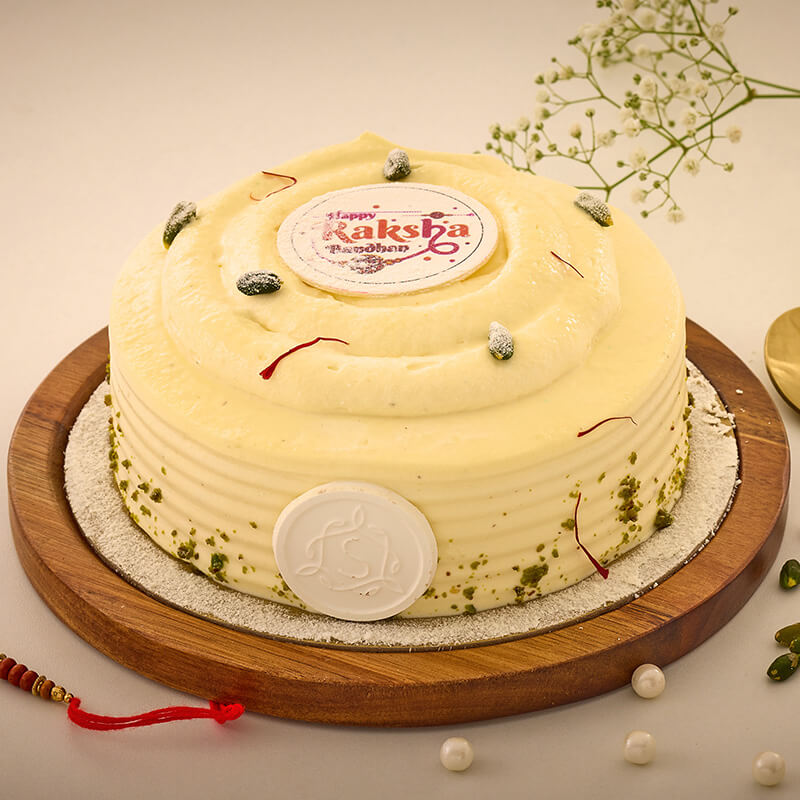 Kesar Pista White Chocolate Cake