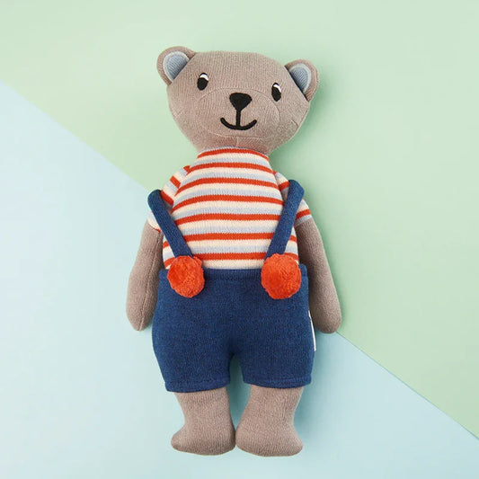 Knitted Bear Boy Soft Toy-The Gift Stduio