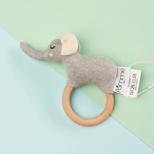 Knitted Soft Elephant Rattle-The Gift Stduio