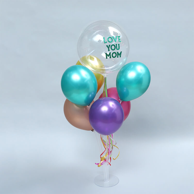 Love You Mom - Multicoloured Balloon Stand