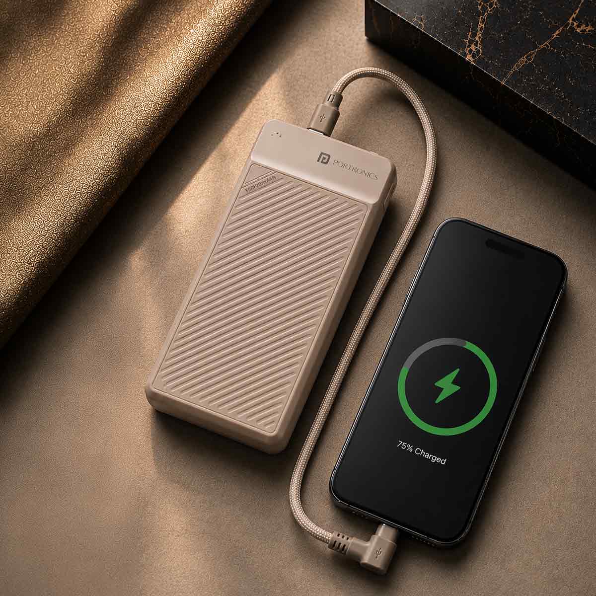 Luxcell Stride 10 power bank with detachable cable