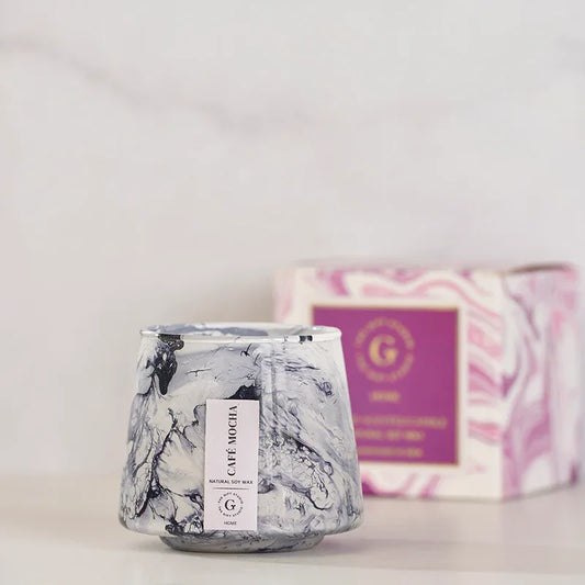 Marble Noir GlassJar Candle Café Mocha-The Gift Stduio