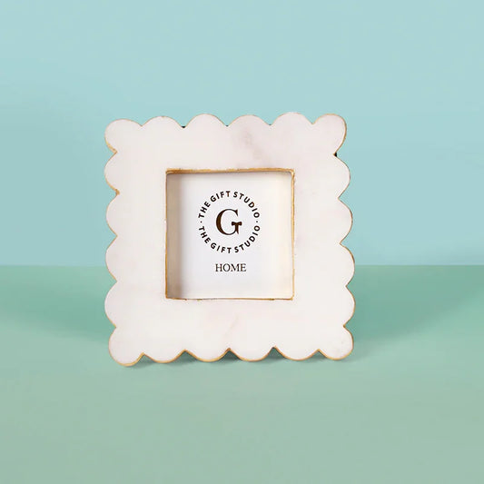 Marble Square Flower Frame With Gold Border-The Gift Stduio