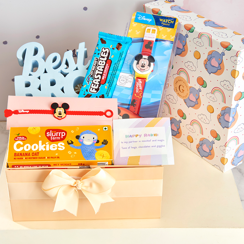 Mickey & Munchies Rakhi Hamper for Brother_The Gift Studio