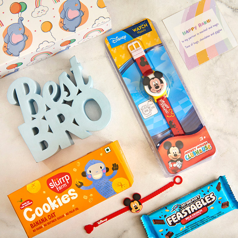 Mickey & Munchies Rakhi Hamper for Brother_The Gift Studio