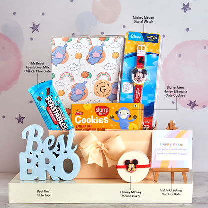 Mickey & Munchies Rakhi Hamper for Brother_The Gift Studio
