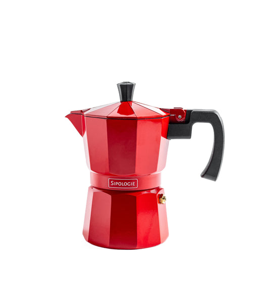 Roma Moka Pot Espresso Maker, Red - 180 ml - The Gift Studio