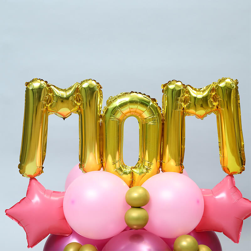 Mom Pink & Golden Balloon Arrangement