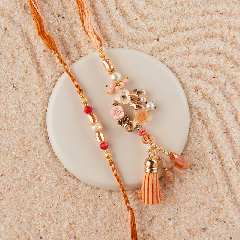 Pastel Petals Bhaiya Bhabhi Rakhi Set