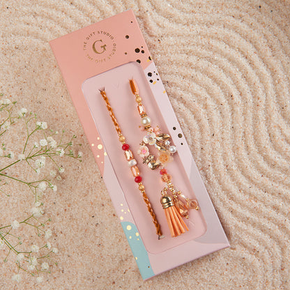Pastel Petals Bhaiya Bhabhi Rakhi Set