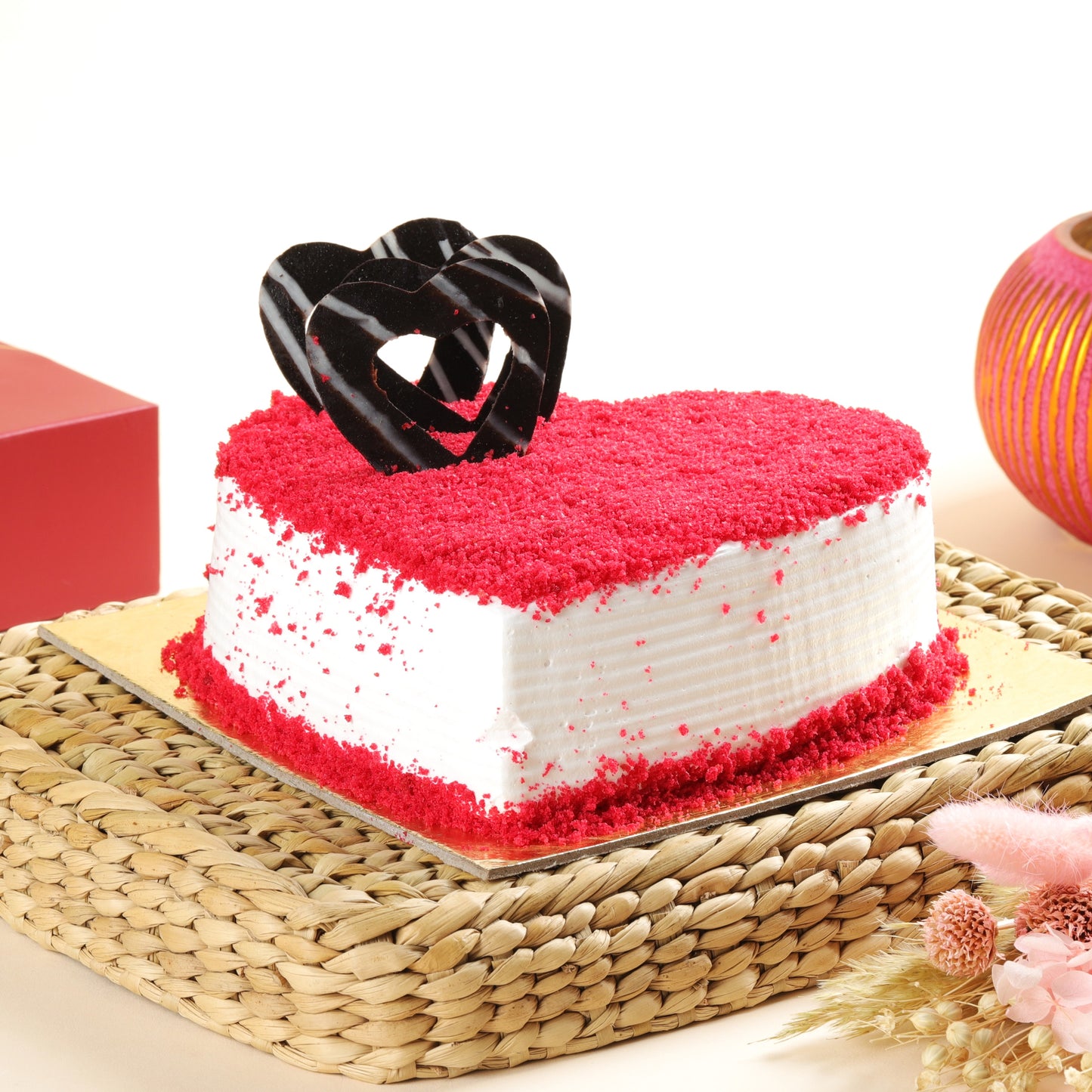 Red Velvet Heart Shaped Cake