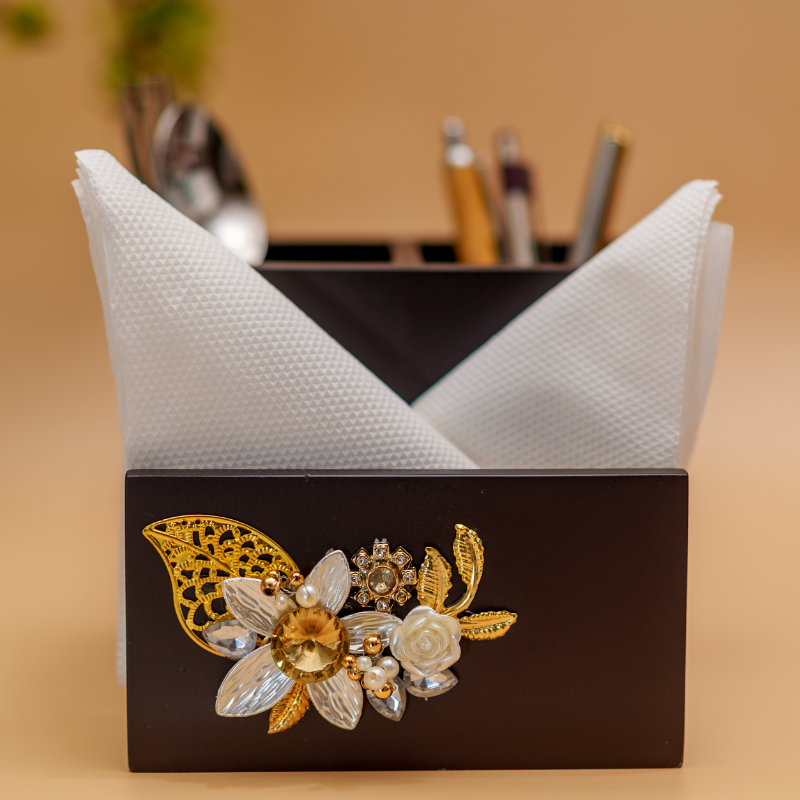 Royal Blossom Cutlery & Tissue Holder