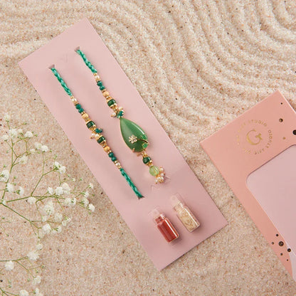 Royal Semi Precious Stone Bhaiya Bhabhi Rakhi_The Gift Studio