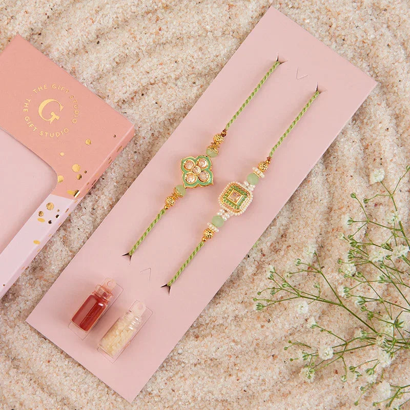 Set_of_2_Meenakari_Rakhi_with_Kundan_The Gift studio