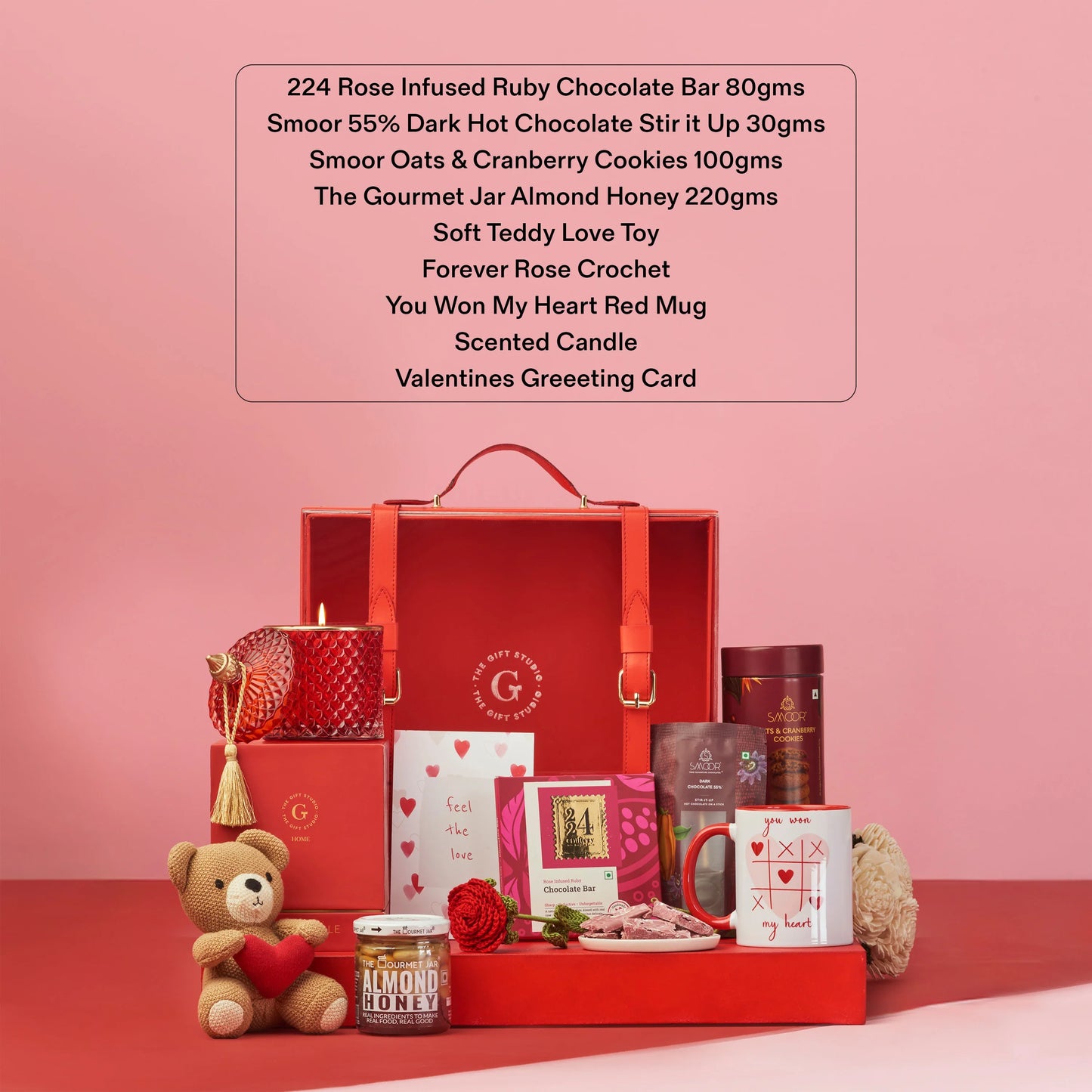 The Luxe Love Affair Hamper products shown with a clear list of all items.